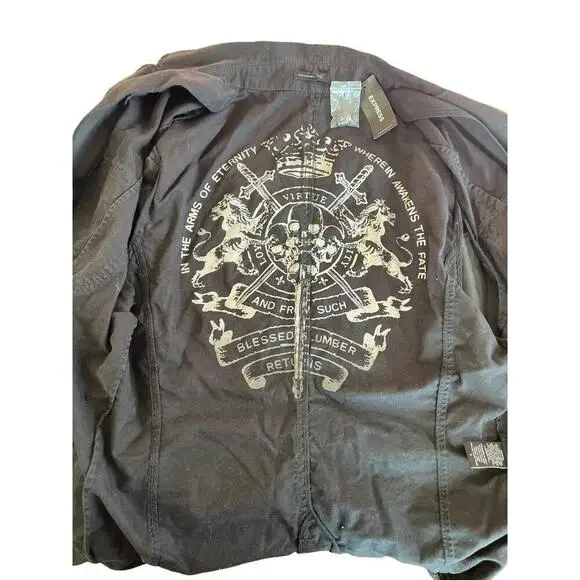 NWT $148 Express utility military style jacket, cotton, metal buttons, size L - Picture 5 of 13